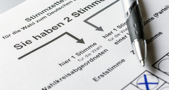 Stimmzettel für die Bundestagswahl. Quelle Fotolia.